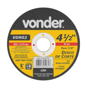 DISCO DE CORTE P/ REFRATARIO 4 1/2 VONDER