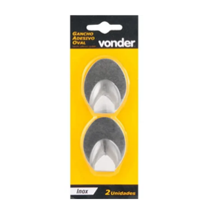 GANCHO ADESIVO INOX OVAL C/2 VONDER