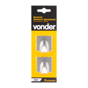 GANCHO ADESIVO INOX QUADRADO C/2 VONDER