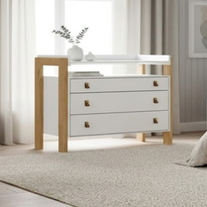 "CÔMODA 3 GAVETAS COM NICHO FANTASIA  EM MDP/MDF BRANCO ACETINADO "