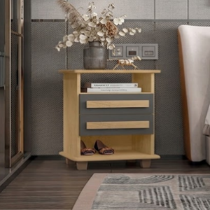 MESA DE CABECEIRA RV TURIM 2 GAVETAS CINAMOMO/GRAFITE