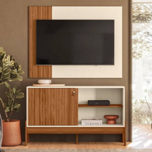 RACK COM PAINEL MOBLER WOOD CINAMOMO/MEL