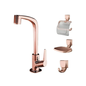KIT ACESSORIOS E TORNEIRA WC LORENZETTI 4PCS ROSE GOLD