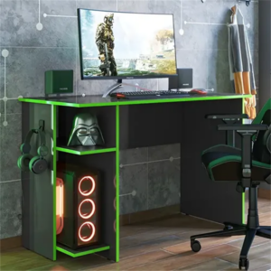 MESA PARA ESCRITORIO E GAMER MDP PRETO/VERDE QMOVI
