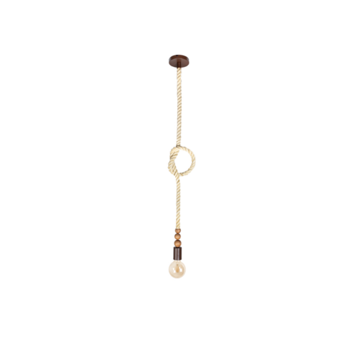 PENDENTE SAILOR WOOD CORDA SISAL 1XE27 MARROM GOLD BLUMENAU